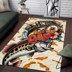 Bass Fishing Reel Cool Dad Area Rug Tropical Vintage