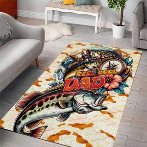 Bass Fishing Reel Cool Dad Area Rug Tropical Vintage