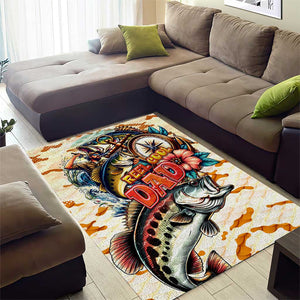 Bass Fishing Reel Cool Dad Area Rug Tropical Vintage