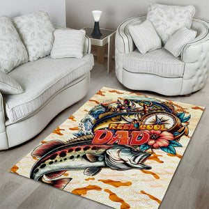 Bass Fishing Reel Cool Dad Area Rug Tropical Vintage