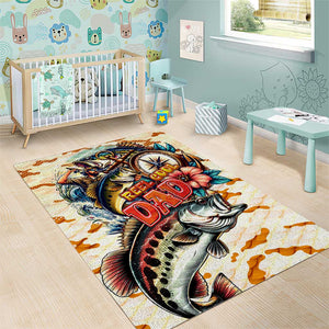 Bass Fishing Reel Cool Dad Area Rug Tropical Vintage