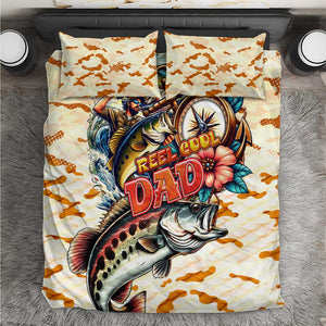 Bass Fishing Reel Cool Dad Bedding Set Tropical Vintage