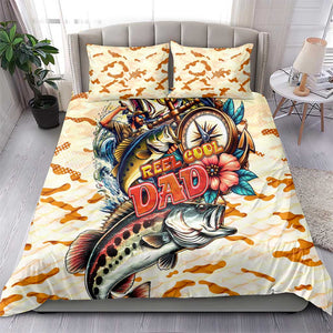 Bass Fishing Reel Cool Dad Bedding Set Tropical Vintage