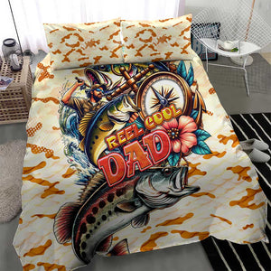 Bass Fishing Reel Cool Dad Bedding Set Tropical Vintage