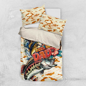 Bass Fishing Reel Cool Dad Bedding Set Tropical Vintage