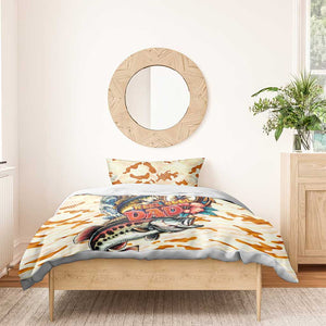 Bass Fishing Reel Cool Dad Bedding Set Tropical Vintage