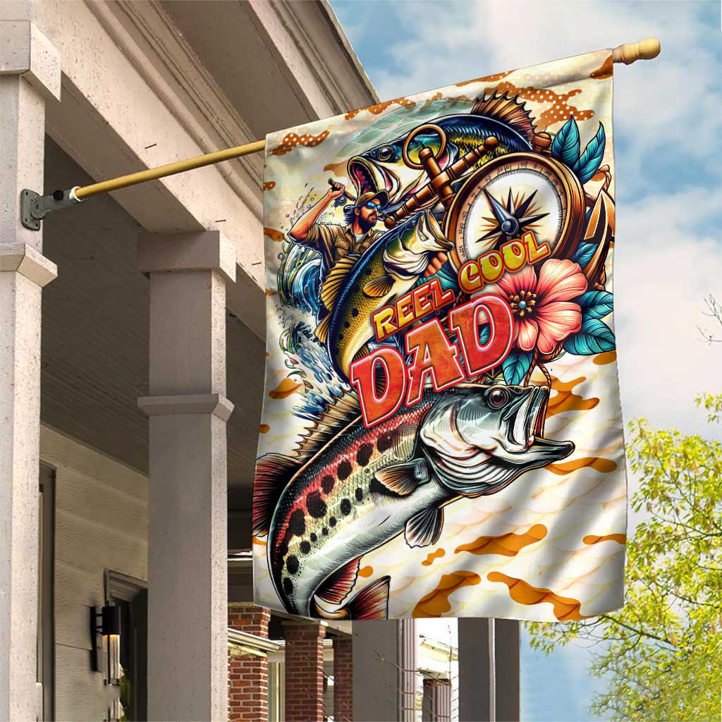 Bass Fishing Reel Cool Dad Garden Flag Tropical Vintage