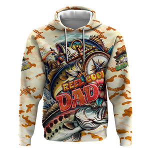 Bass Fishing Reel Cool Dad Hoodie Tropical Vintage