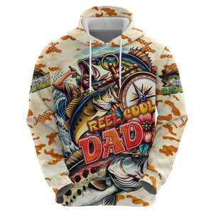 Bass Fishing Reel Cool Dad Hoodie Tropical Vintage