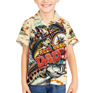 Bass Fishing Reel Cool Dad Kid Hawaiian Shirt Tropical Vintage