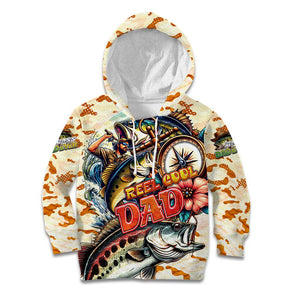 Bass Fishing Reel Cool Dad Kid Hoodie Tropical Vintage