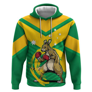 Custom Australia Hoodie - Boxing Kangaroo, Aussie Pride, National Colors by Vibe Hoodie