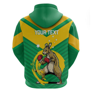 Custom Australia Hoodie - Boxing Kangaroo, Aussie Pride, National Colors by Vibe Hoodie