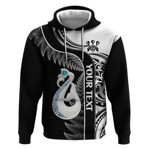 Custom New Zealand Darts Hoodie - Aotearoa Fern, Paua Shell Manaia Design, Black by Vibe Hoodie