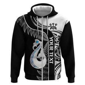 Custom New Zealand Darts Hoodie - Aotearoa Fern, Paua Shell Manaia Design, Black by Vibe Hoodie