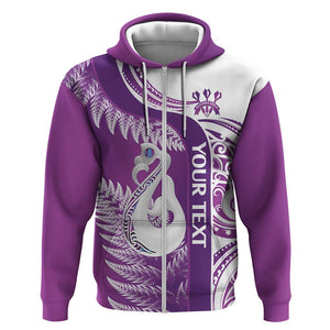 Custom New Zealand Darts Hoodie - Aotearoa Fern, Paua Shell Manaia Design, Purple by Vibe Hoodie