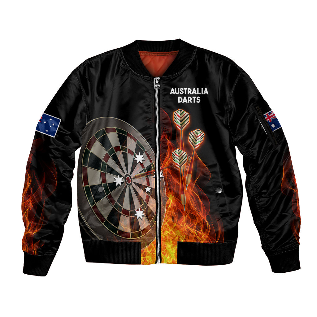custom-personalised-australia-darts-fire-burning-black-style-sleeve-zip-bomber-jacket