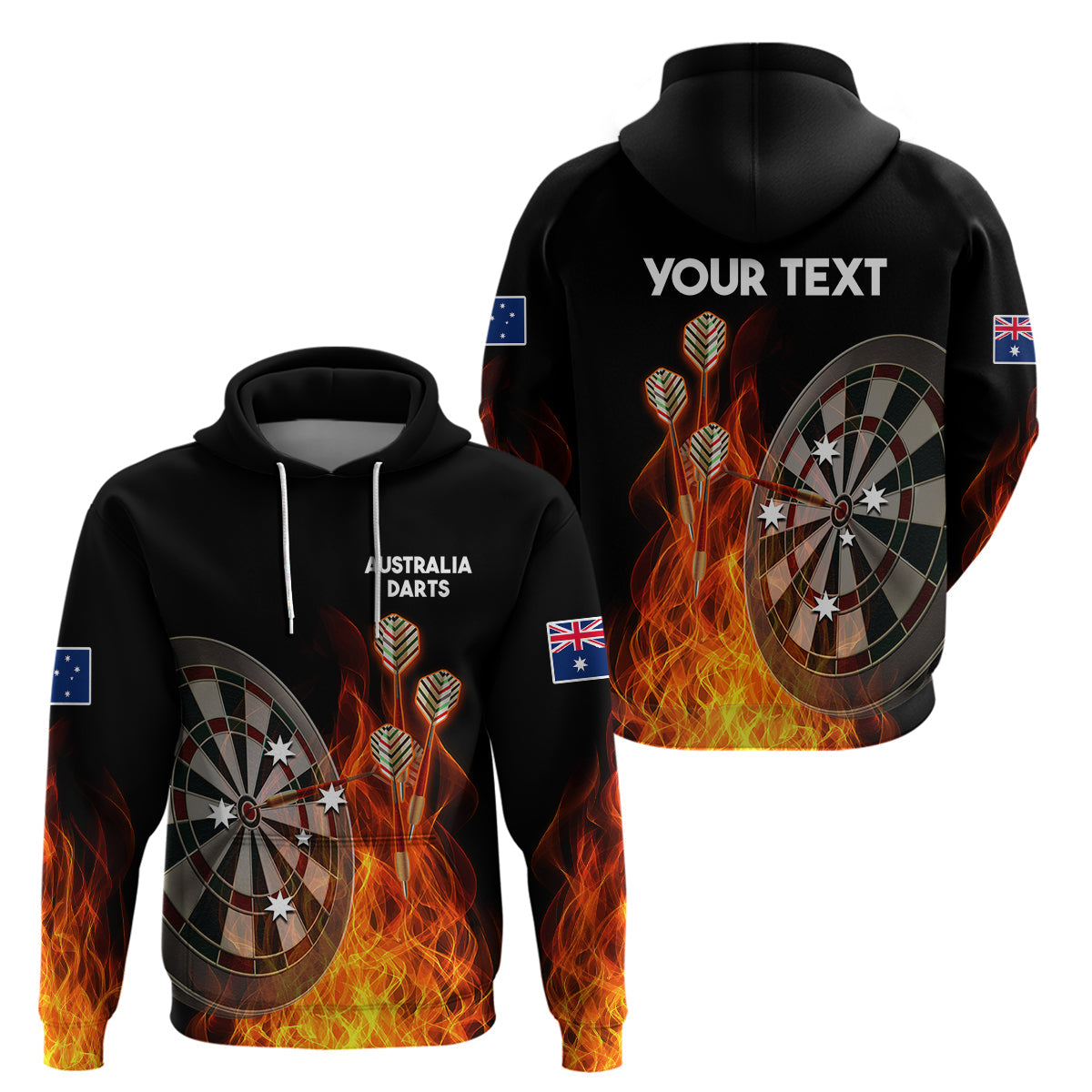 custom-personalised-australia-darts-fire-burning-black-style-hoodie