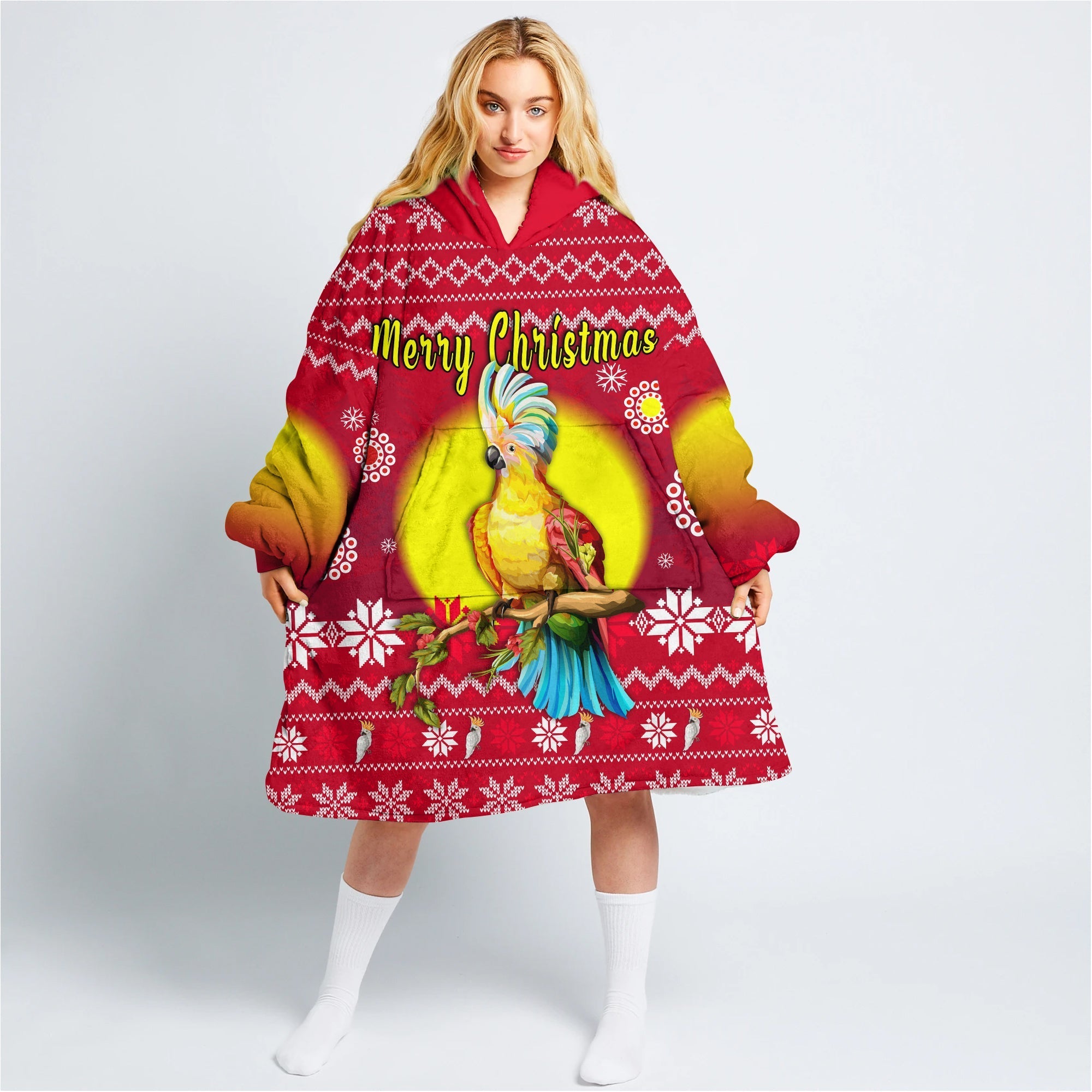australia-christmas-wearable-blanket-hoodie-be-loved-cockatoo