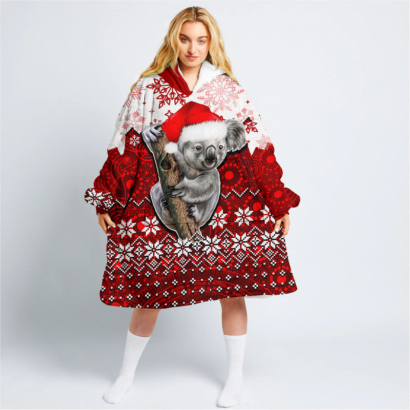 aboriginal-christmas-2022-koala-wearable-blanket-hoodie-red-style