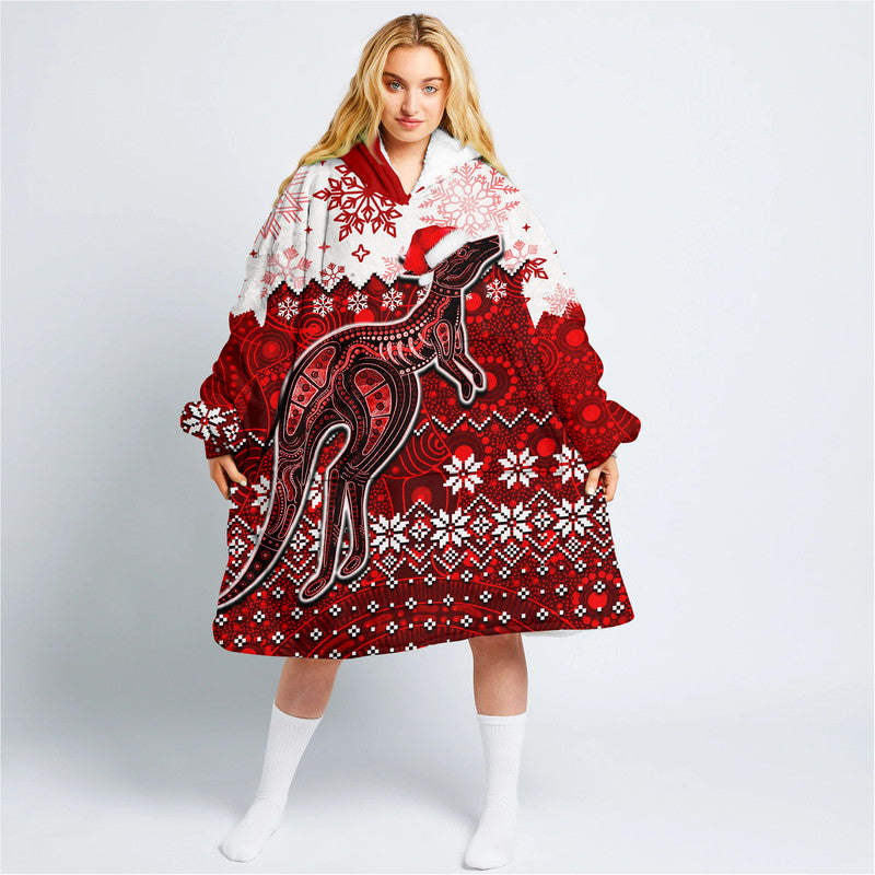 aboriginal-christmas-2022-kangaroo-wearable-blanket-hoodie-red-style